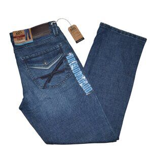 TK AXEL Men's Slim Bootcut Jeans Size 32x32 Dark Wash Embroidered Pockets BKE